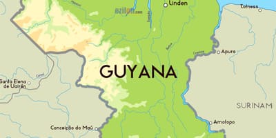 Peta dari peta fisik dari Guyana